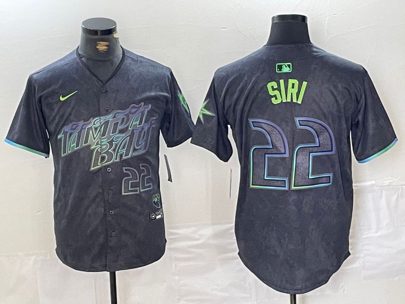 Men Tampa Bay Rays 22 Siri Black City Edition Nike 2024 MLB Jersey style 2